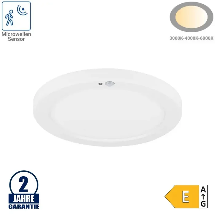 10/15/18W LED Ein- u. Aufbauleuchte mit Bewegungsmelder Weiß CCT