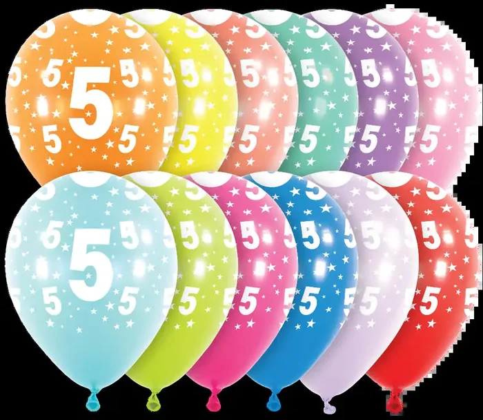 11″ Crystal Clearz Clear Stars around Zahl „5“ (25 Stück)