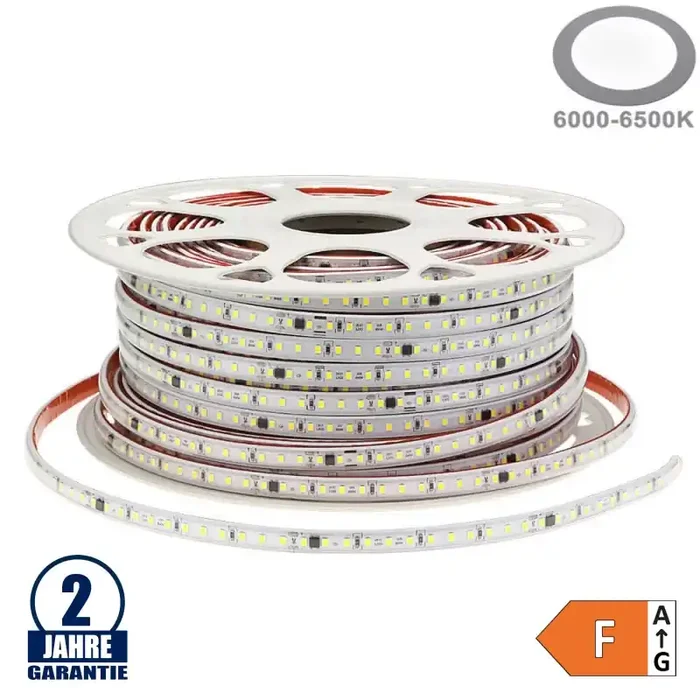 120SMD/m 9W 230V LED Streifen 2835 Wassergeschützt Kaltweiß 1m