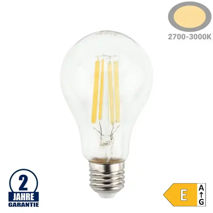 12W LED FILAMENT E27 A65 Birne Glas Warmweiß