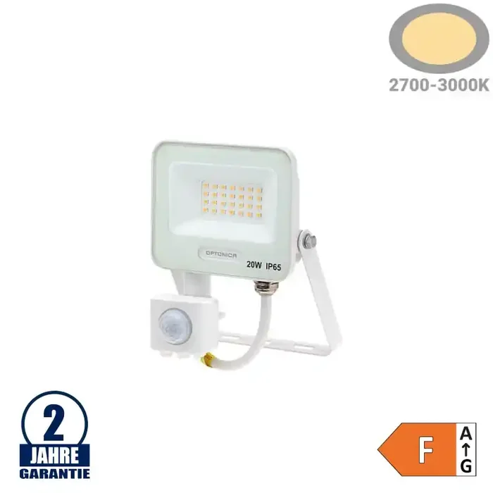 20W LED SMD Fluter Weiß Warmweiß mit Bewegungsmelder