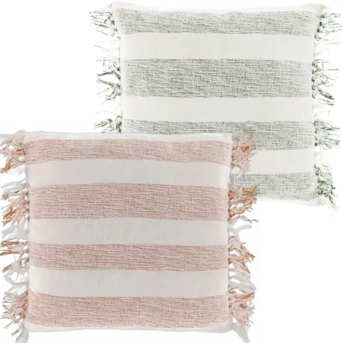 2er Set Boho Deko Kissen Couchkissen Bossa Orange Dunkelgrün 45cm