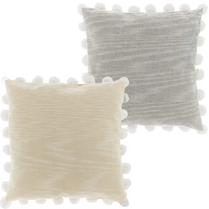 2er Set Boho Deko Kissen Couchkissen Iwan Mango grau 45cm