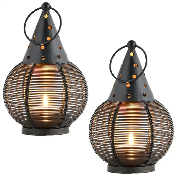 2er Set Gothic Deko Windlicht Teelichthalter Balkondeko Simta