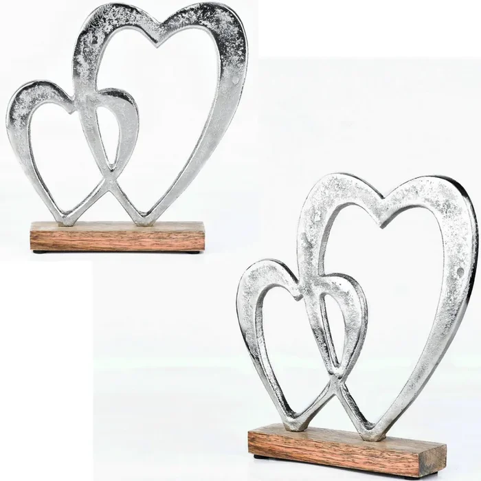 2er Set Herz Dekoaufsteller Dekoobjekt Silber Amour -10-