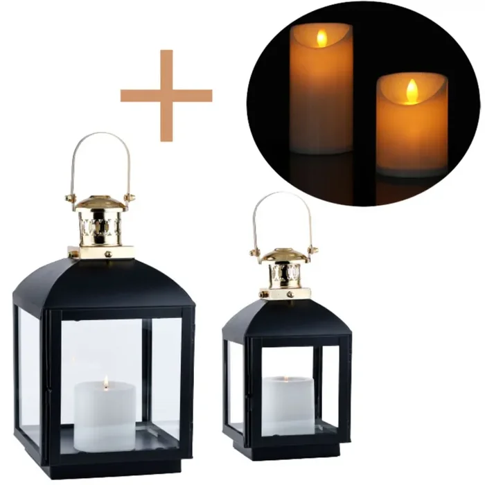 2er Set LED Skandinavisches Design Balkon Windlicht Gartenlaterne Eilin