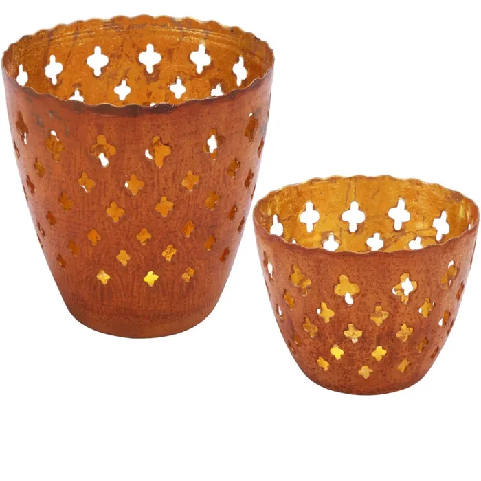 2er Set Orientalisches Gartendeko Windlicht Rost Mateo