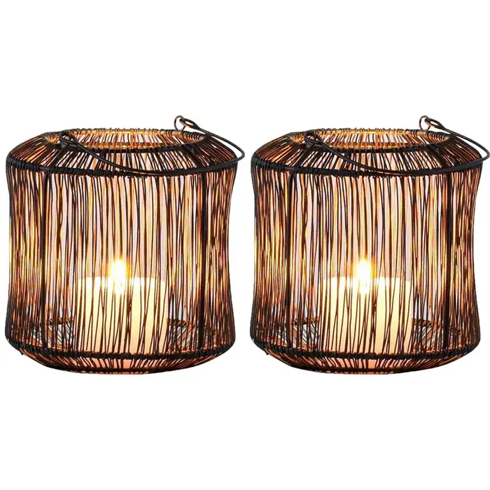 2er Set Skandinavische Deko Windlicht Teelichthalter Kerzenhalter Stello Schwarz Klein