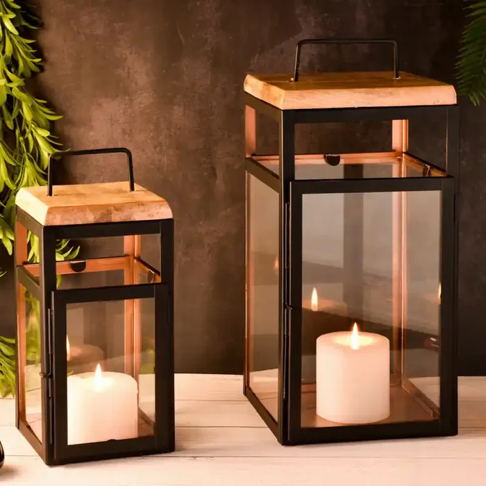 2er Set Skandinavisches Design Balkon Garten Windlicht Laterne Vejle