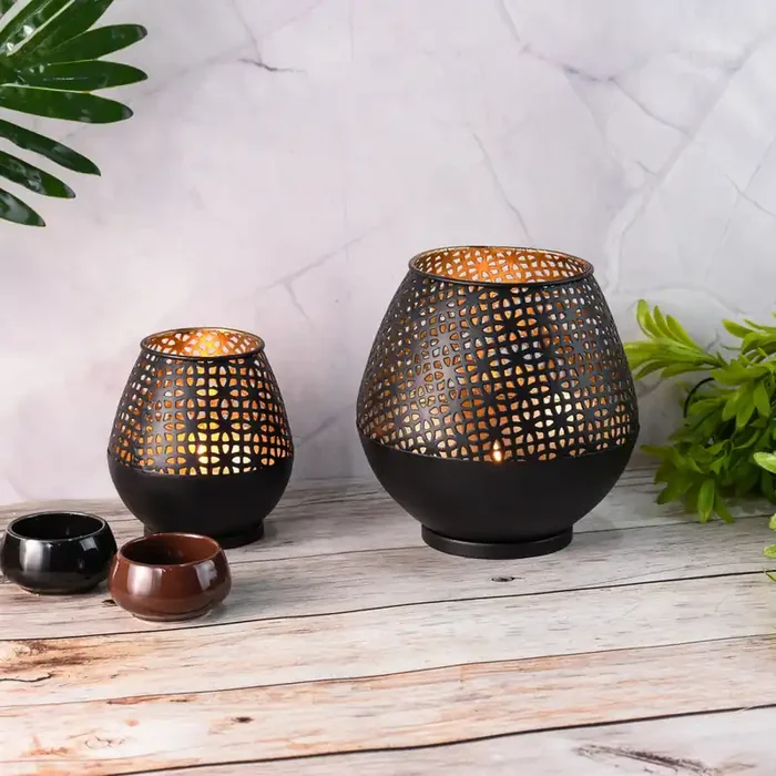 2er Set Skandinavisches Design Garten Windlicht Teelichthalter Dagny