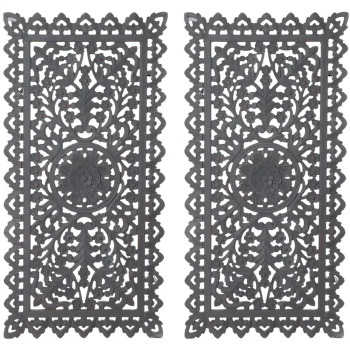 2er Set Vintage Wandbild Wanddeko Holzdeko Bodhi Grau