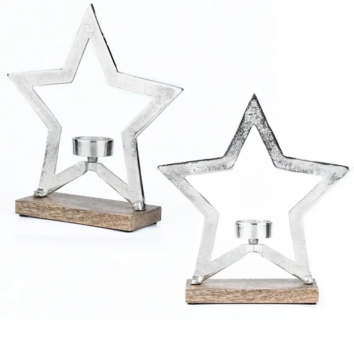 2er Stern Dekoaufsteller Dekoobjekt Silber Star 1