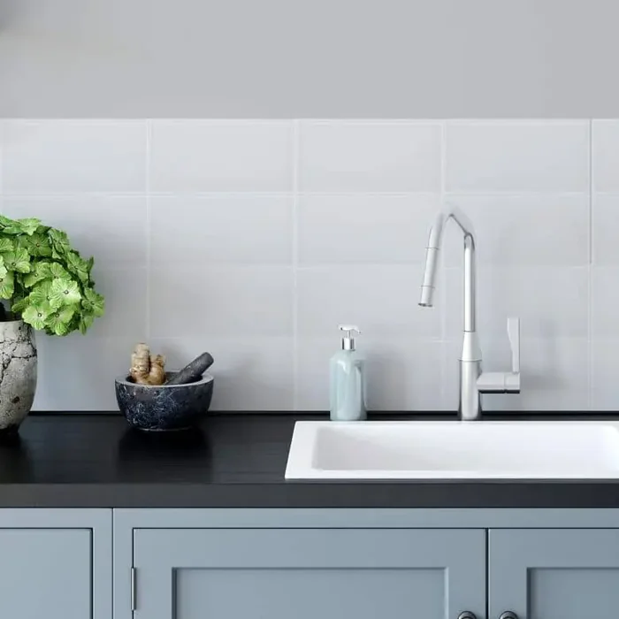 3D Fliesenaufkleber Glasfliesen Weiß – 4er Set je15,2 x 7,5 cm