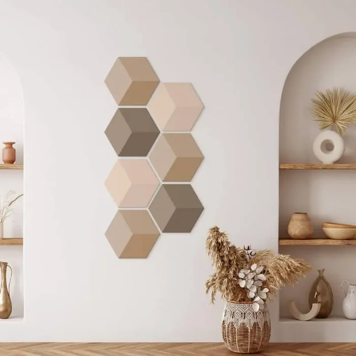 3D Hexagon – Alu-Dibond Braun Set (7er Set)