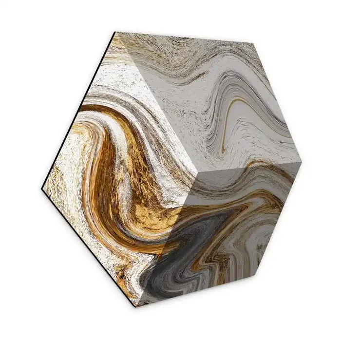 3D Hexagon – Alu-Dibond Golden Struggle