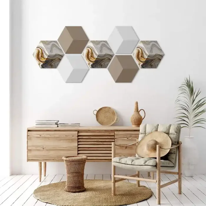 3D Hexagon – Alu-Dibond Set Golden Struggle (7er Set)