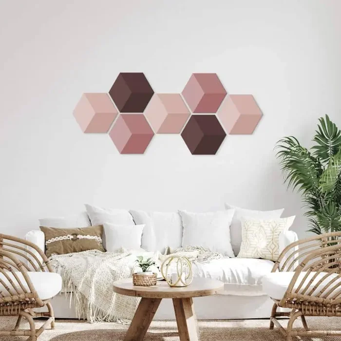 3D Hexagon – Alu-Dibond Set Rot (7er Set)