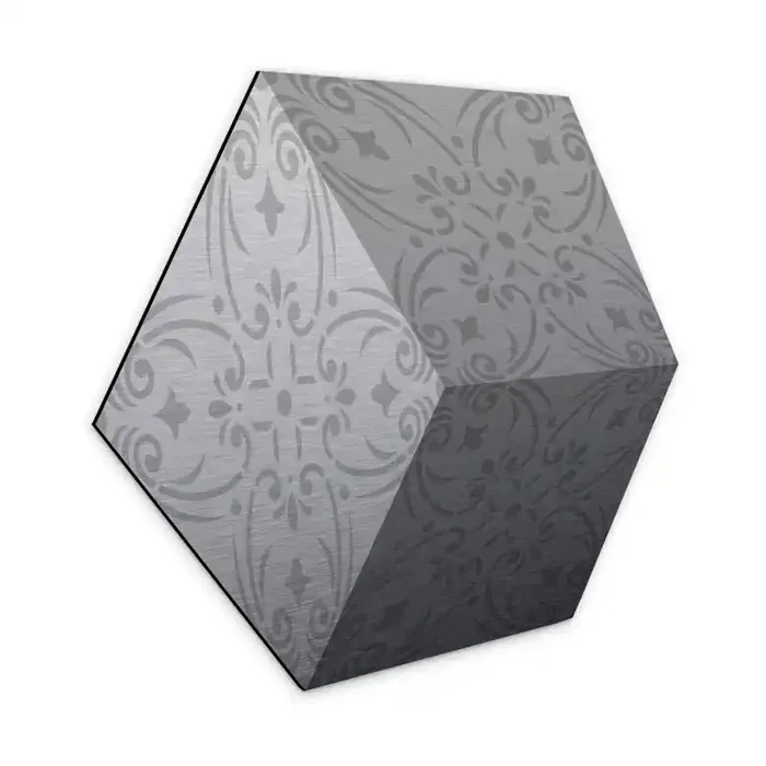 3D Hexagon – Alu-Dibond Silber Muster