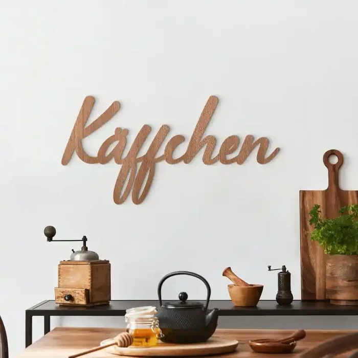 3D Holz Schriftzug Käffchen – Mahagoni