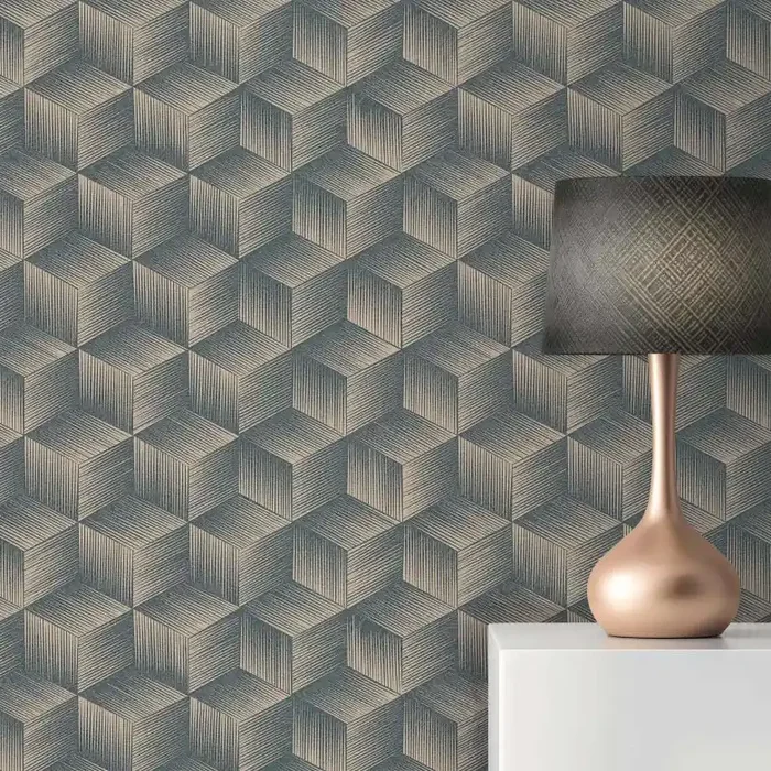 3D Tapete PVC-Frei – Vliestapete Geometrisch von A.S. Création Blau Beige 385063