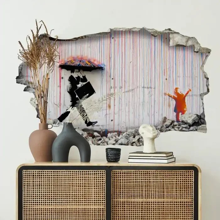 3D Wandtattoo Banksy – Colored Rain
