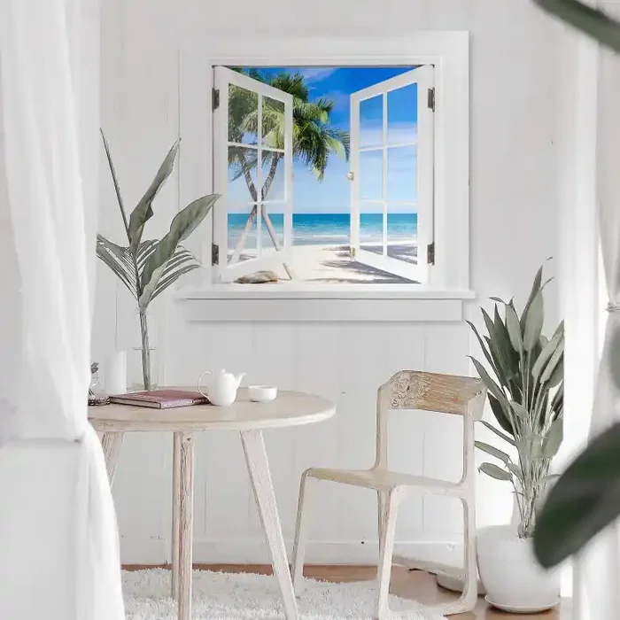 3D Wandtattoo Fenster quadratisch – Atlantic Ocean