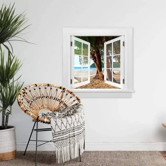 3D Wandtattoo Fenster quadratisch – Hängematte