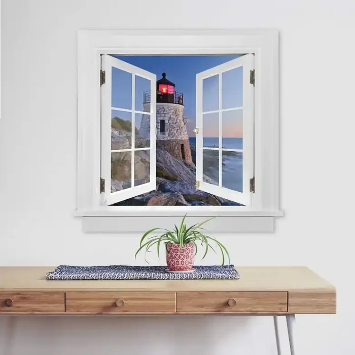 3D Wandtattoo Fenster quadratisch – Meerblick