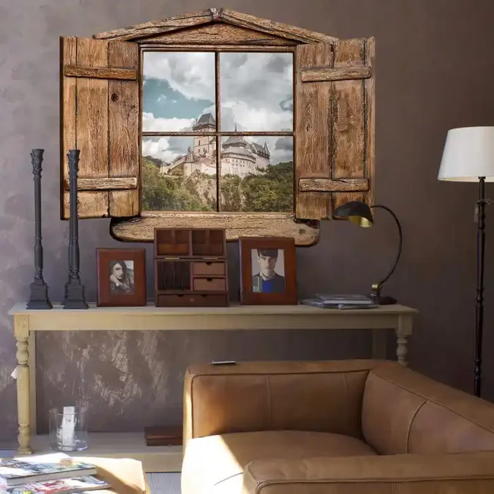 3D Wandtattoo Holzfenster – Burg Karlstein