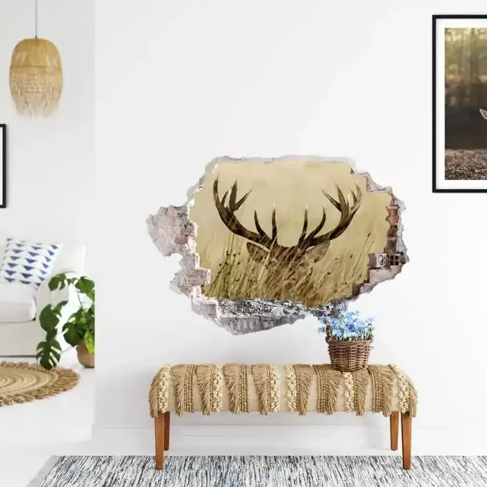 3D Wandtattoo Wachsamer Hirsch