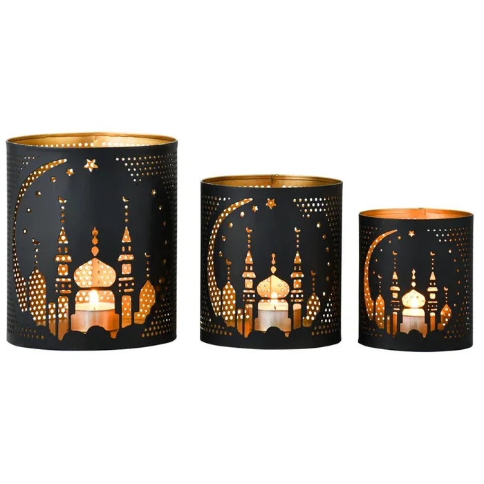 3er Set muslimische Teelichthalter Ramazan 14cm