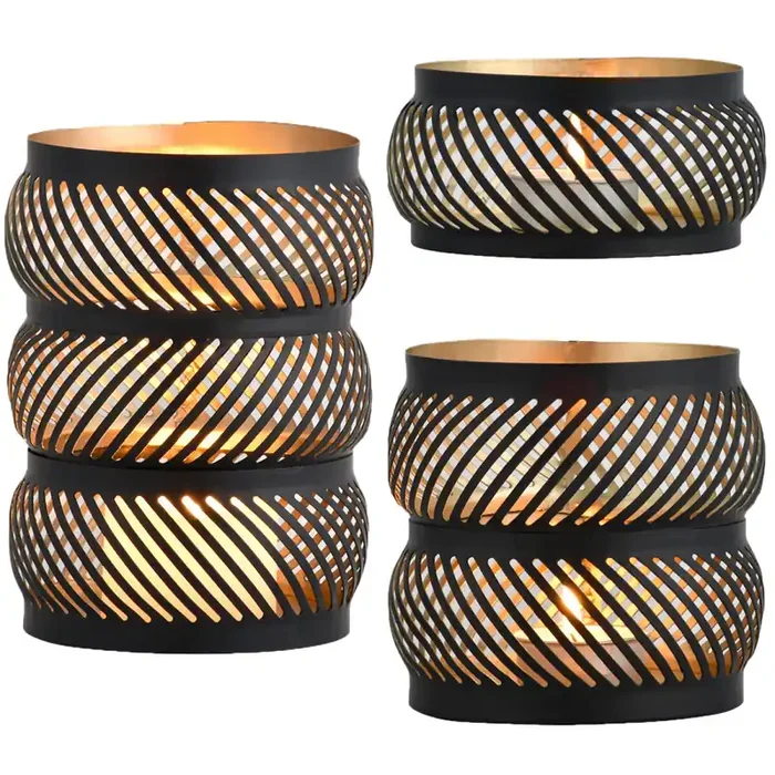 3er Set Skandinavische Deko Windlicht Teelichthalter Tischdeko Malinda