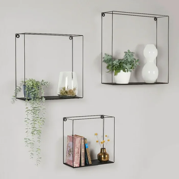 3er Set Wandregal Hängeregal aus Metall Boston