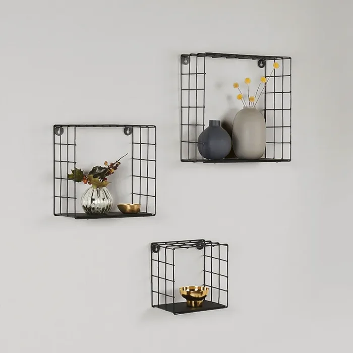 3er Set Wandregal Hängeregal aus Metall Sidney