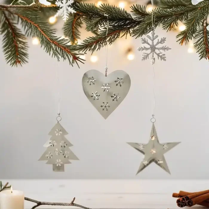 3er Set Weihnachtsanhänger Weihnachtsdeko Silber