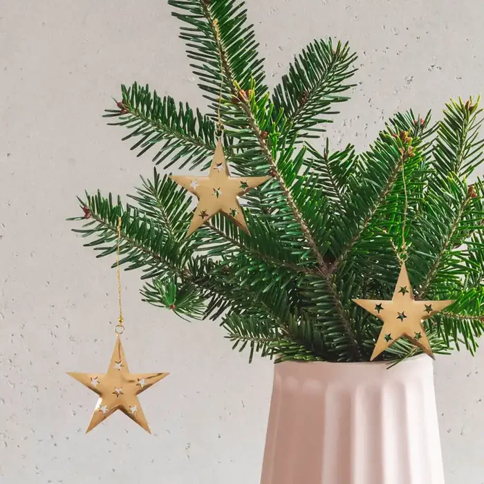 3er Set Weihnachtsanhänger Weihnachtsdeko Stern Gold