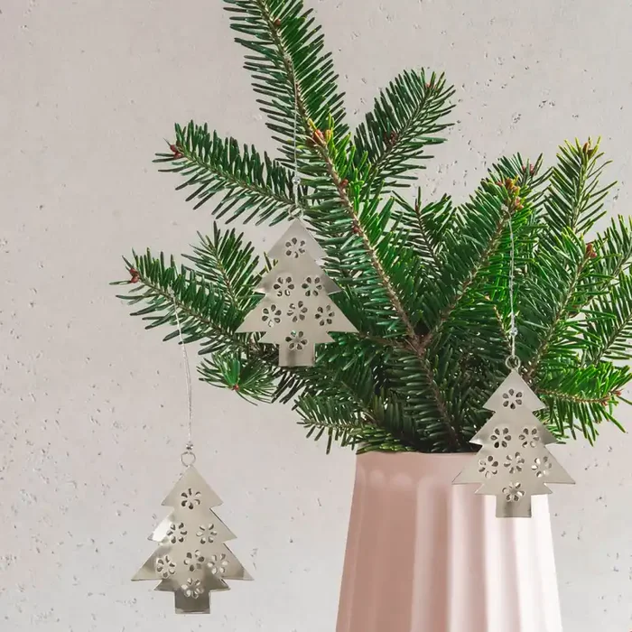 3er Set Weihnachtsanhänger Weihnachtsdeko Weihnachtsbaum Silber
