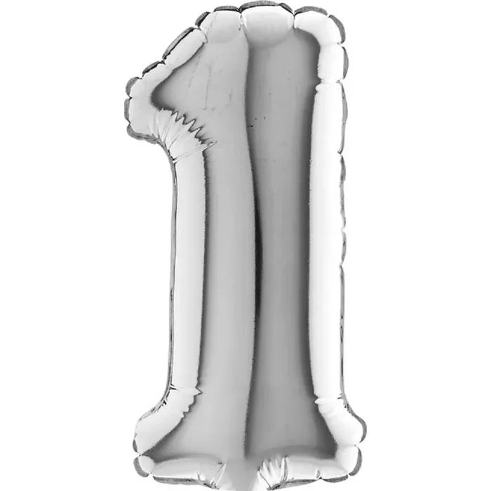 40″ Folienzahl „1“ Glitter Holographic Silver