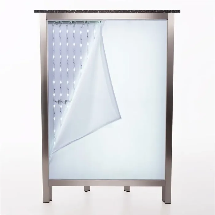 45° corner piece for long drink counter LED backlight incl. & print PE black/white
