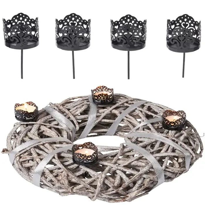 4er Set Teelicht Aufsatz als Adventskranzstecker Mulano
