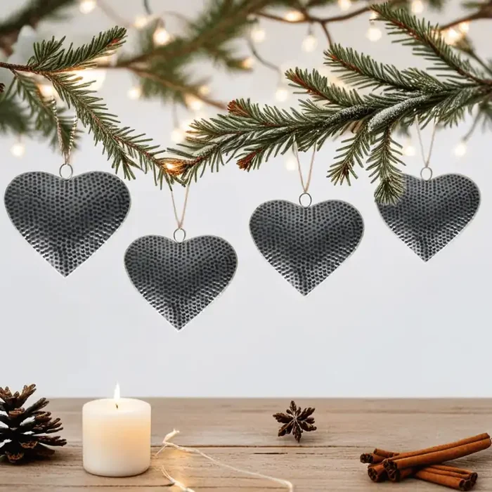 4er Set Vintage Fensterdeko Hängedeko Herz XL