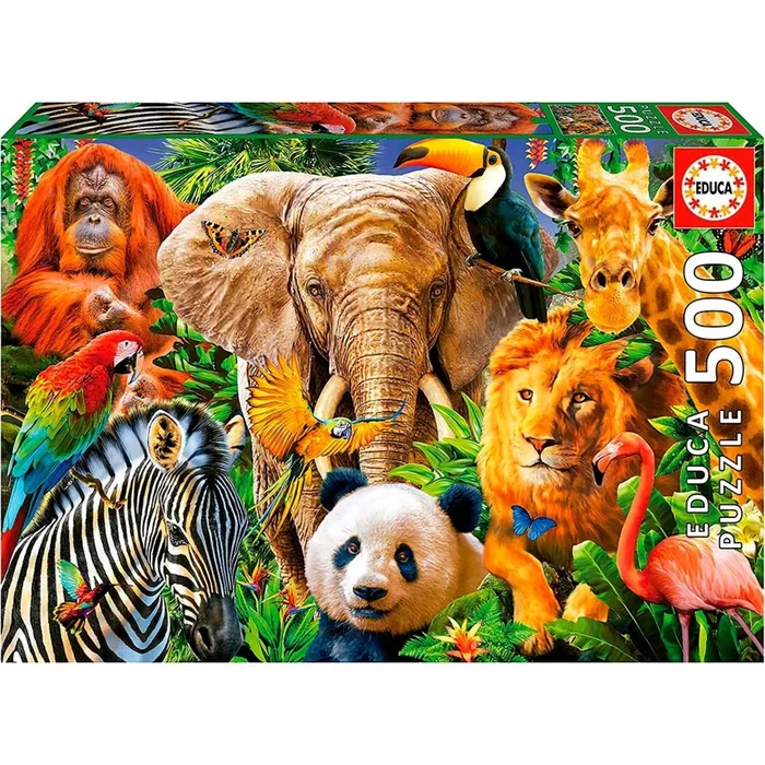 500-teiliges Puzzle Collage wilde Tiere Educa [Größe 29×25,1×35 cm]