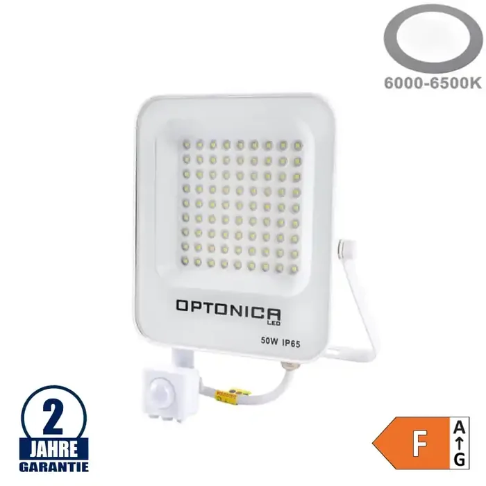 50W LED SMD Fluter weißes Gehäuse mit Bewegungsmelder Kaltweiß