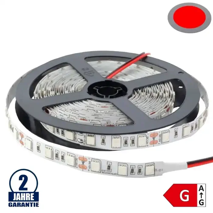 60SMD/m 14,4W/m 12V LED Streifen 5050 Rot 1m
