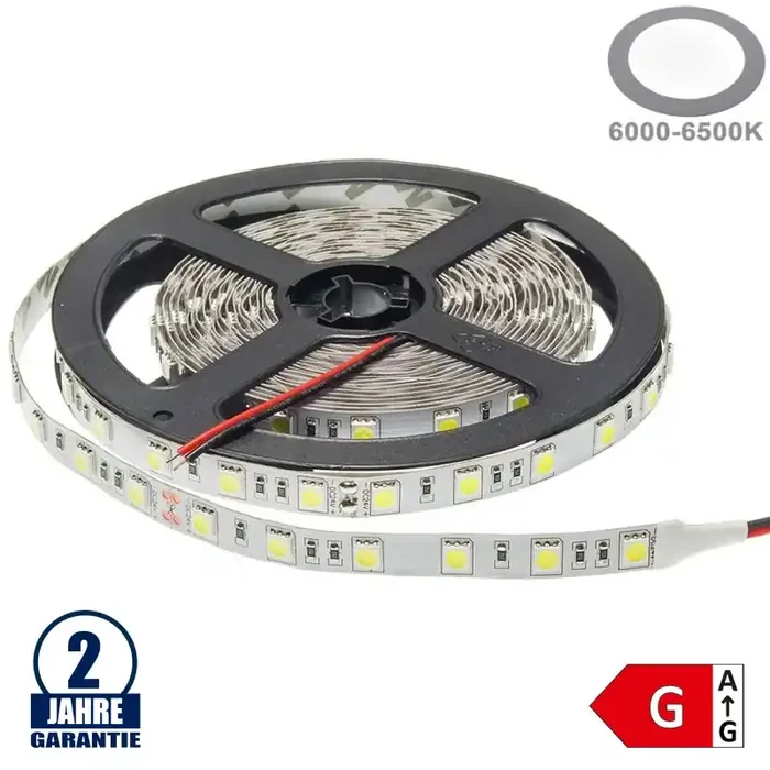 60SMD/m 14,4W/m 24V LED Streifen 5050 Kaltweiß 1m