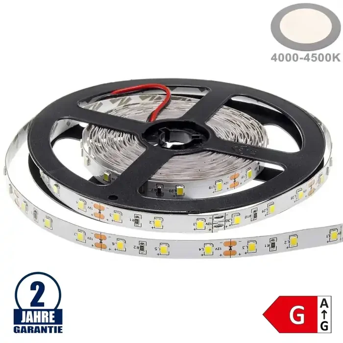 60SMD/m 4,8W/m 12V LED Streifen 3528 Neutralweiß 1m