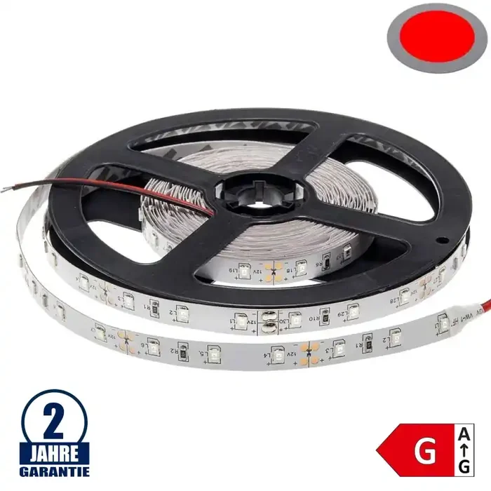 60SMD/m 4,8W/m 12V LED Streifen 3528 Rot 1m