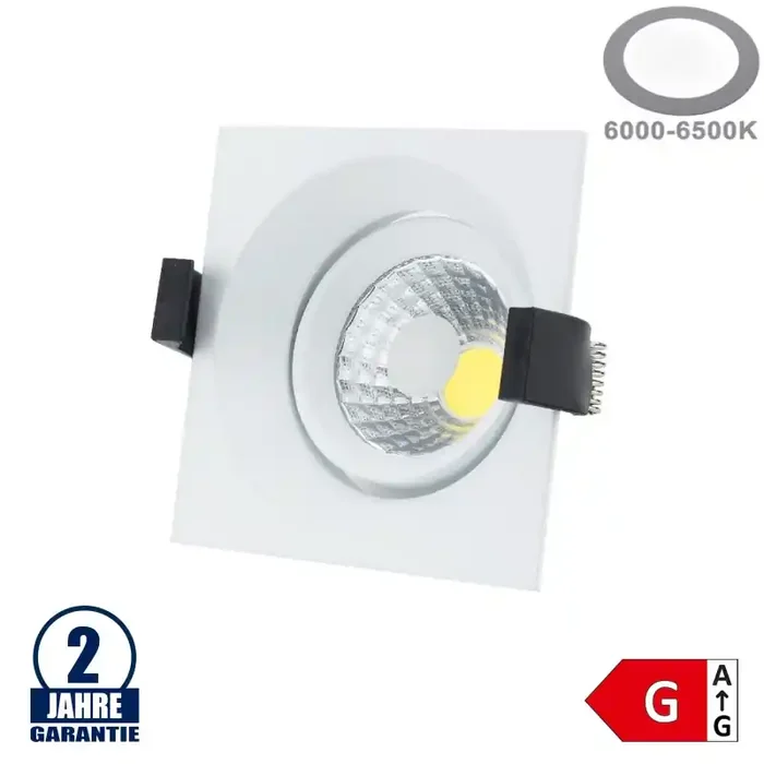 8W LED COB Einbauleuchte Quadratisch Schwenkbar Kaltweiß