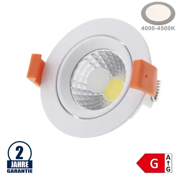 8W LED COB Einbauleuchte Rund Schwenkbar Neutralweiß