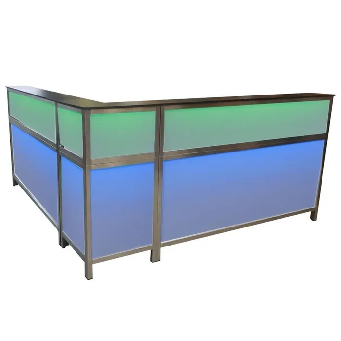 90° corner piece for multi-counter with LED light box, front in white Stracciatella